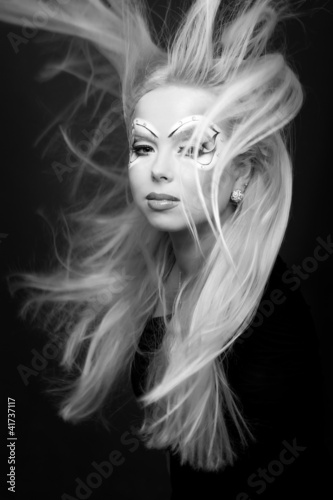 Photo: black and white portrait of Beautiful girl black and white portrait of Beautiful girl