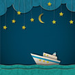 Paper cruise liner at night