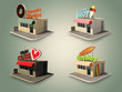 4 Vintage Icons Set