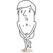 Figur, nackt, beschämt