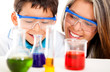 Mother and son at the lab
