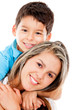 Happy boy with his mother