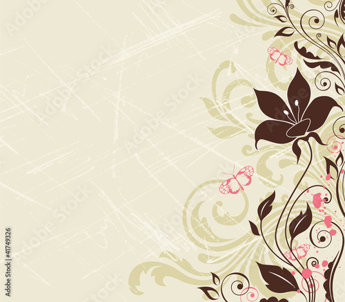 Vektor: Scratched floral background Scratched floral background