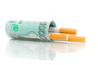 banknote denominations of 1,000 rubles and cigarettes