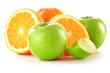Composition with apples and oranges isolated on white Composition with apples and oranges isolated on white