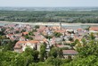 View on Hainburg with Danube from castle Schlossberg, Austria
