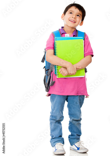 Photo: Boy thinking about school Boy thinking about school