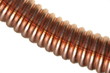 Corrugated copper tube on an isolated background