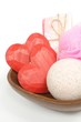 bath set with two hearts