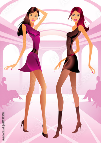 Vettoriale: Two fashion models give rise to a fashion show Two fashion models give rise to a fashion show