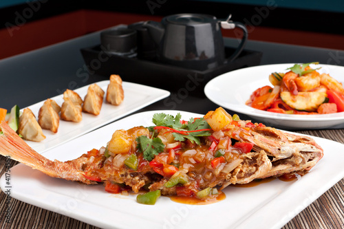Photo: Thai Style Red Snapper Presentation Thai Style Red Snapper Presentation