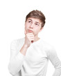 Foto: Pensive teenager in casual clothes isolated on white background Pensive teenager in casual clothes isolated on white background