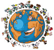 Cartoon Earth with Globe-trotters.