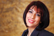 Vibrant woman smiling on grunge background