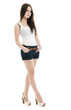 The girl in shorts standing