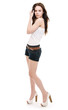 The girl in shorts standing