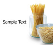 Spaghetti pasta on white background.