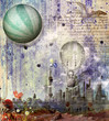 Desert purple with red poppies and bright balloons