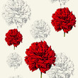 Abstract red, retro flowers background