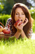 Beautifuwoman in the garden with apples Beautifuwoman in the garden with apples