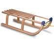 wooden sledge on white, clipping path