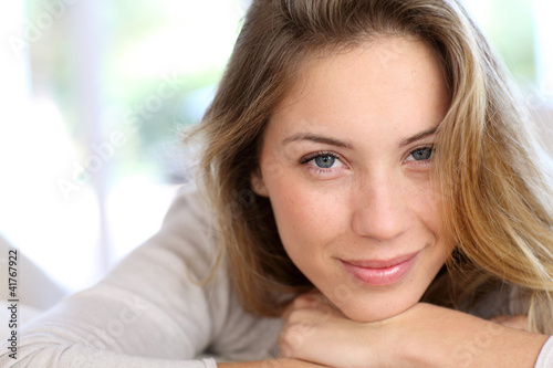 Photo: Beautiful young woman with blue eyes Beautiful young woman with blue eyes