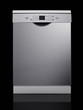 Metallic dishwasher on black background