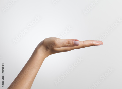 Foto: Empty open woman hand on white background Empty open woman hand on white background