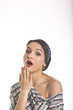 Beautiful Latina Young Woman in dress moles and diadem