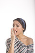 Beautiful Latina Young Woman in dress moles and diadem