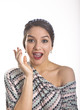 Beautiful Latina Young Woman in dress moles and diadem