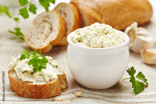 Photo: fresh cream cheese and bread fresh cream cheese and bread