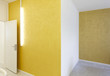 empty room with yellow walls and neon