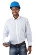 Smiling architect with blueprint