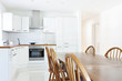 interior house, large modern kitchen, dining table