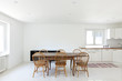 interior house, large modern kitchen, dining table