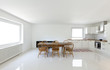 interior house, large modern kitchen, dining table