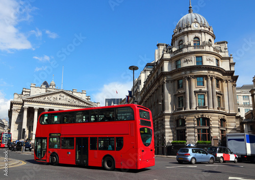Photo: London street with red double decker bus London street with red double decker bus
