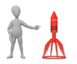 Illustration: 3d render of cartoon character with rocket 3d render of cartoon character with rocket
