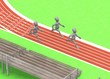 3d render of cartoon character running on track