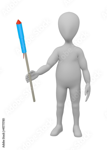 Illustration: 3d render of cartoon character with rocket 3d render of cartoon character with rocket