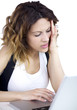 Businesswoman with terrible headache Businesswoman with terrible headache