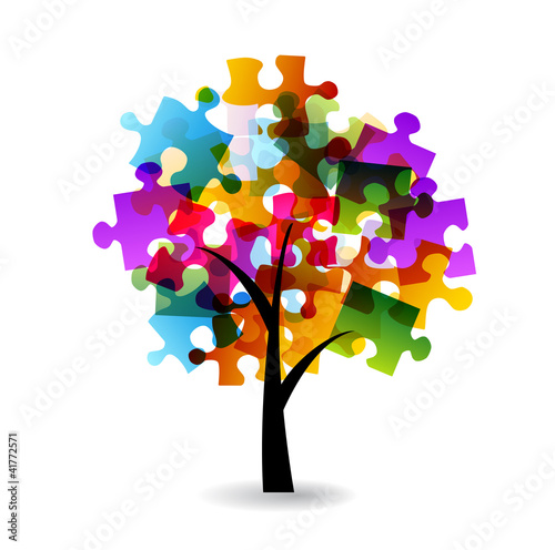 Vector: puzzle tree puzzle tree