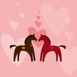 chevaux antiques amoureux fond coeur