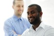 African American and Caucasian business man together