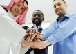 Business team overlapping hands