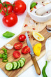 Fresh vegetables on a cutting board
