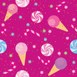 Seamless pattern of sweets, ice cream, candy