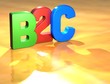 Word B2C on yellow background