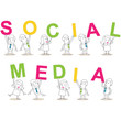 Geschäftsleute, Buchstaben, SOCIAL MEDIA
